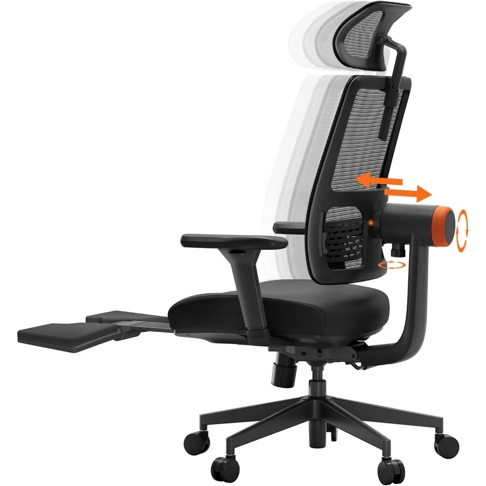 

Ergonomic Chair with Footrest - Home Office Desk Chair with Auto-Following Lumbar Support, 4D Armrest, Seat Depth