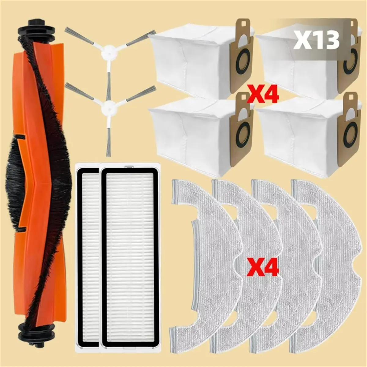 

(AT52) Комплект аксессуаров для роботов-пылесосов Dreame Bot D10 Plus / RLS3D / Z10 Pro / L10 Plus: роликовая и боковая щетки, фильтр, насадка для влажной уборки, мешок для сбора пыли