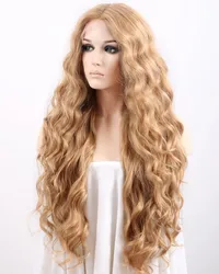 #27 Honingblonde Diepe Body Wave Lijmloze Synthetische Haarkant Pruiken Voor Zwarte Vrouwen Hoge Temperatuur Vezel Lolita Dagelijkse Pruiken