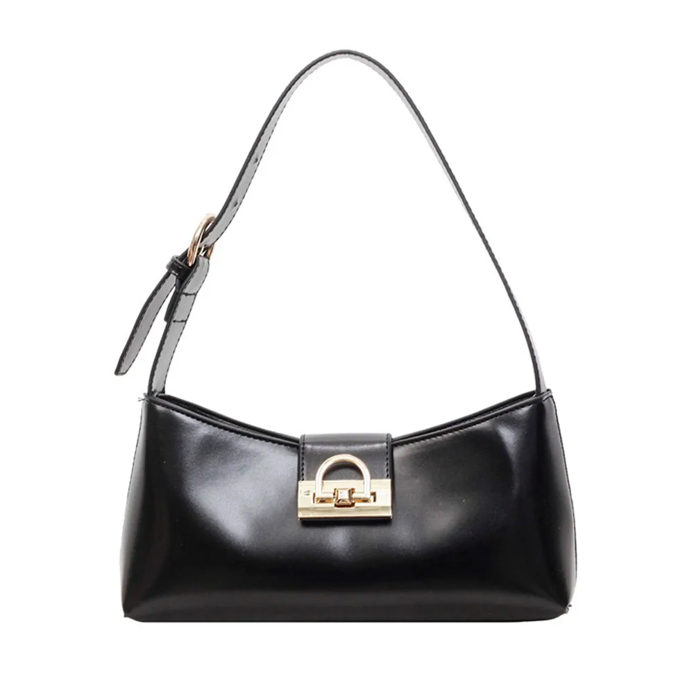 Womens Hand Carry Bag Solid Color Shoulder Bags Faux Leather Large Capacity Women Shoulder Pack Simple Style Luxury Underarm Bag