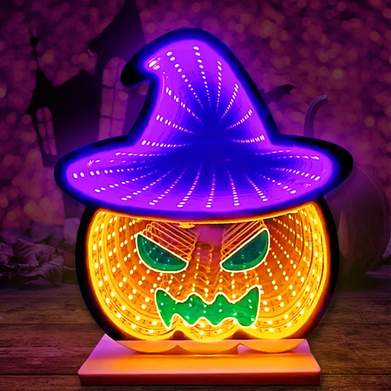 

Pumpkin Hat Halloween Gift Present Infinity Mirror LED Neon Light Signs Ghost Bat Kid Gift Custom Club Bar Home Bedroom Outdoor