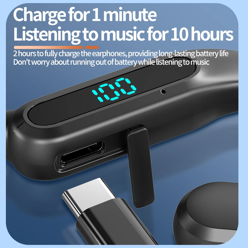 Słuchawki Bluetooth T80 z otwartym uchem i przewodnictwem kostnym, bezprzewodowe, do sportu, biegania, słuchania muzyki, jazdy na rowerze. — zdjęcie produktu 5