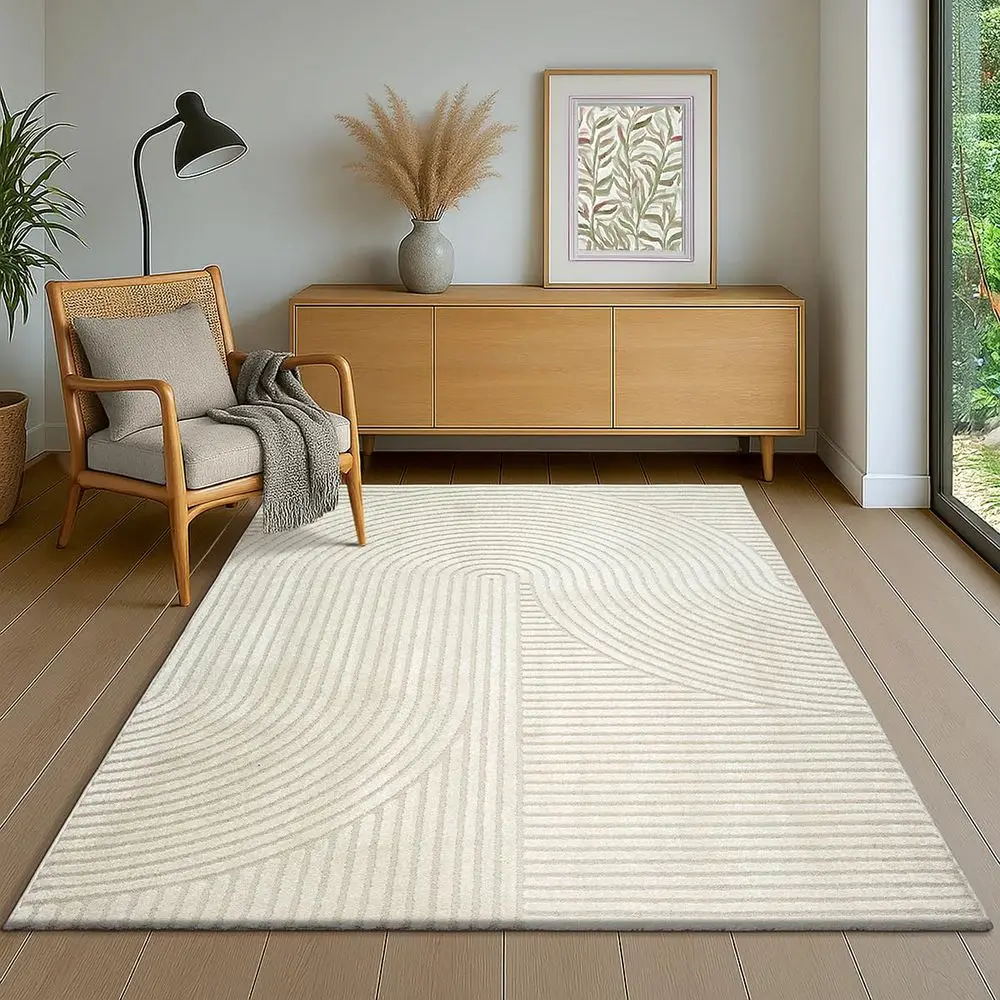 Everest Modern Cream Short Pile Area Rug