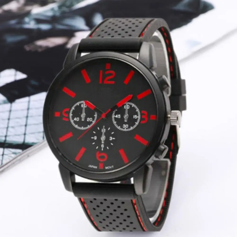 Men Fashion Hot Sell Quartz Watch Portable Adjustable Classic Male Pointer Pin Buckle Hollow Holes Sports Watch for Outdoor