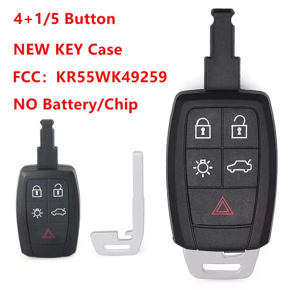 

KEYECU KR55WK49259 5 Button New Smart Remote Key Shell Case Fob for 2007 2008 2009 2010 2012 2013 Volvo C30 S40 V50 C70