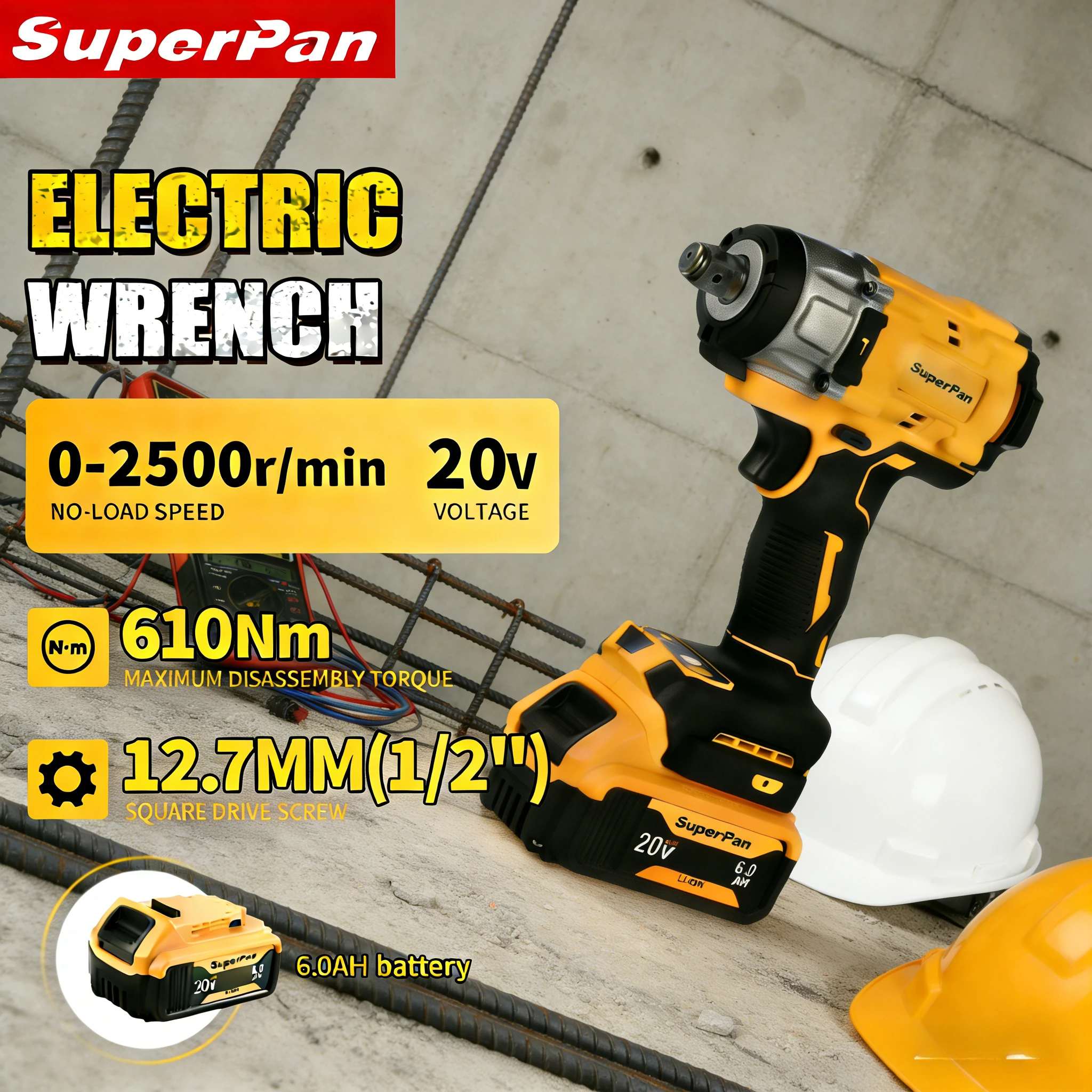 

SuperPan SP922 Reversible llave de impacto power tools LED Light For Machinery Overhaul Repair for dewalt 20V battery pin