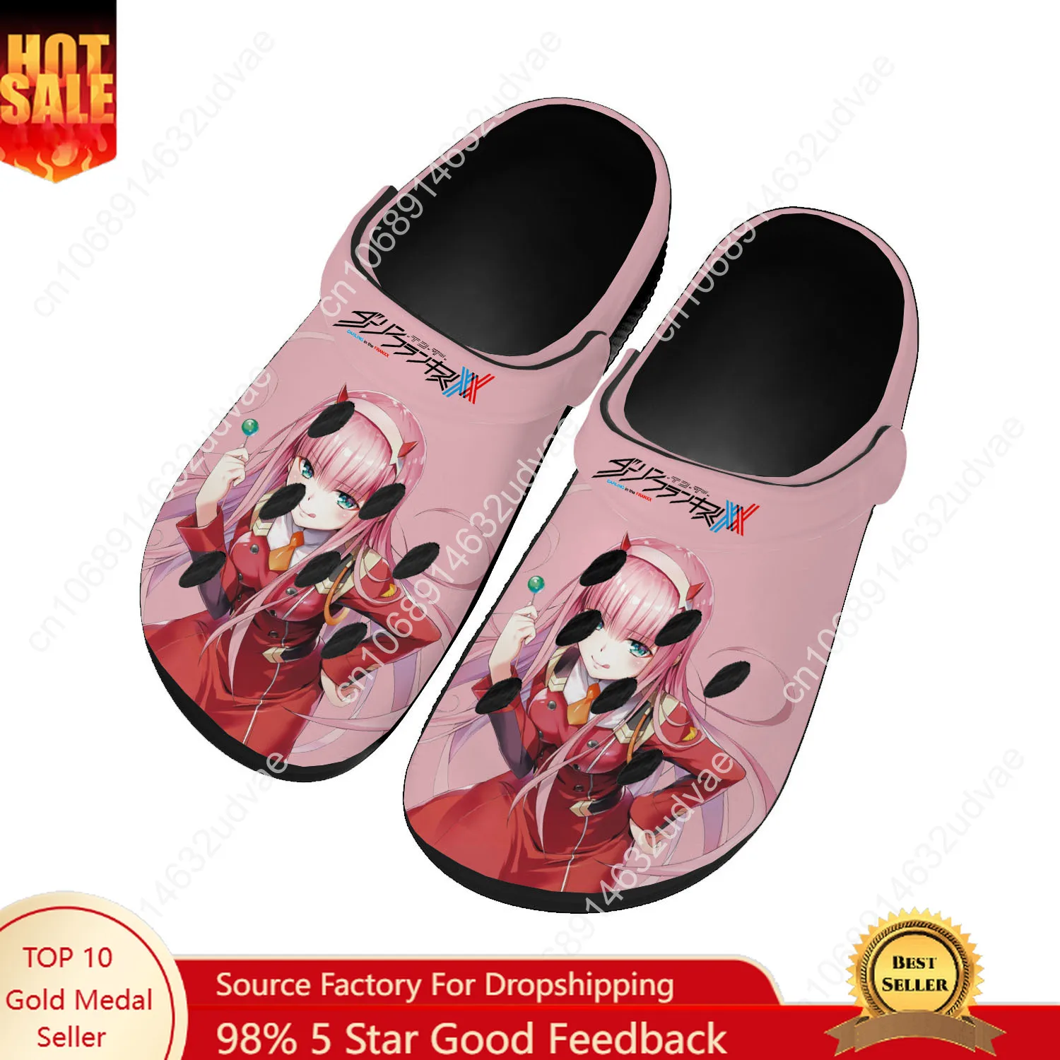 

Домашние сандалии DARLING in The FRANXX на заказ, женская модная подростковая обувь для воды, садовые сабо, дышащие пляжные тапочки с отверстиями