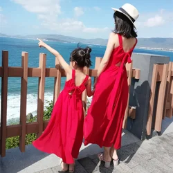 Mother Daughter Beach Wear Dress Summer Mom and Me Matching Equal Dresses Vacation Look Women Clothing Baby Girls Party Clothes