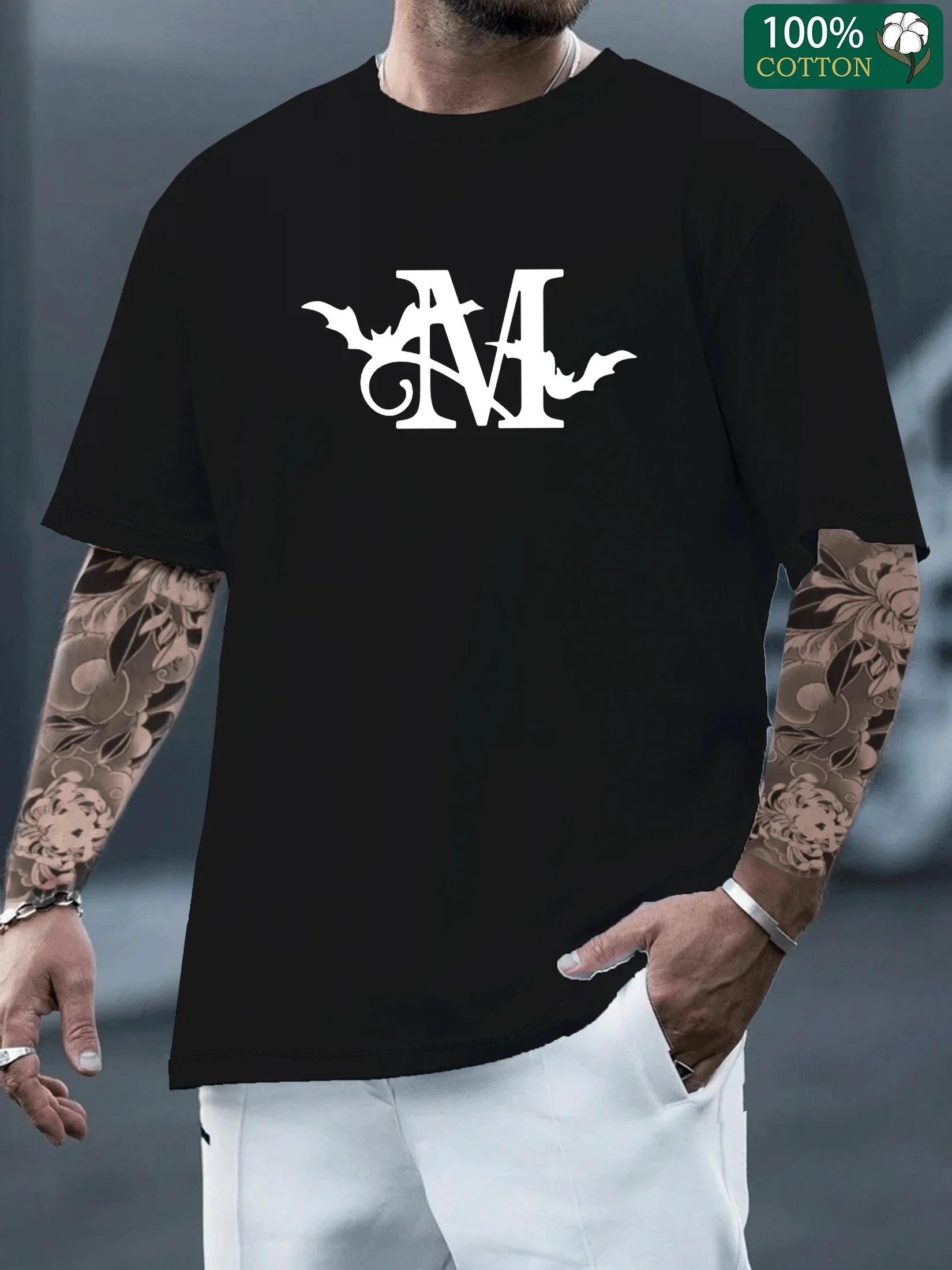 

2025 Simple letter print T-shirt for outdoor casual sports, loose and breathable men's T-shirt, high-quality pure cotton top