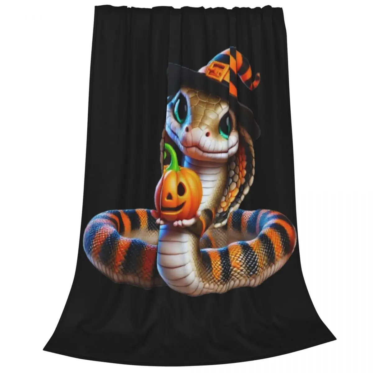 The Witch Snake And His Bewitched Pumpkin Blankets Flannel Warm Sofa Throw Blankets For Couch Bedding  Throws Bedspread Quilt