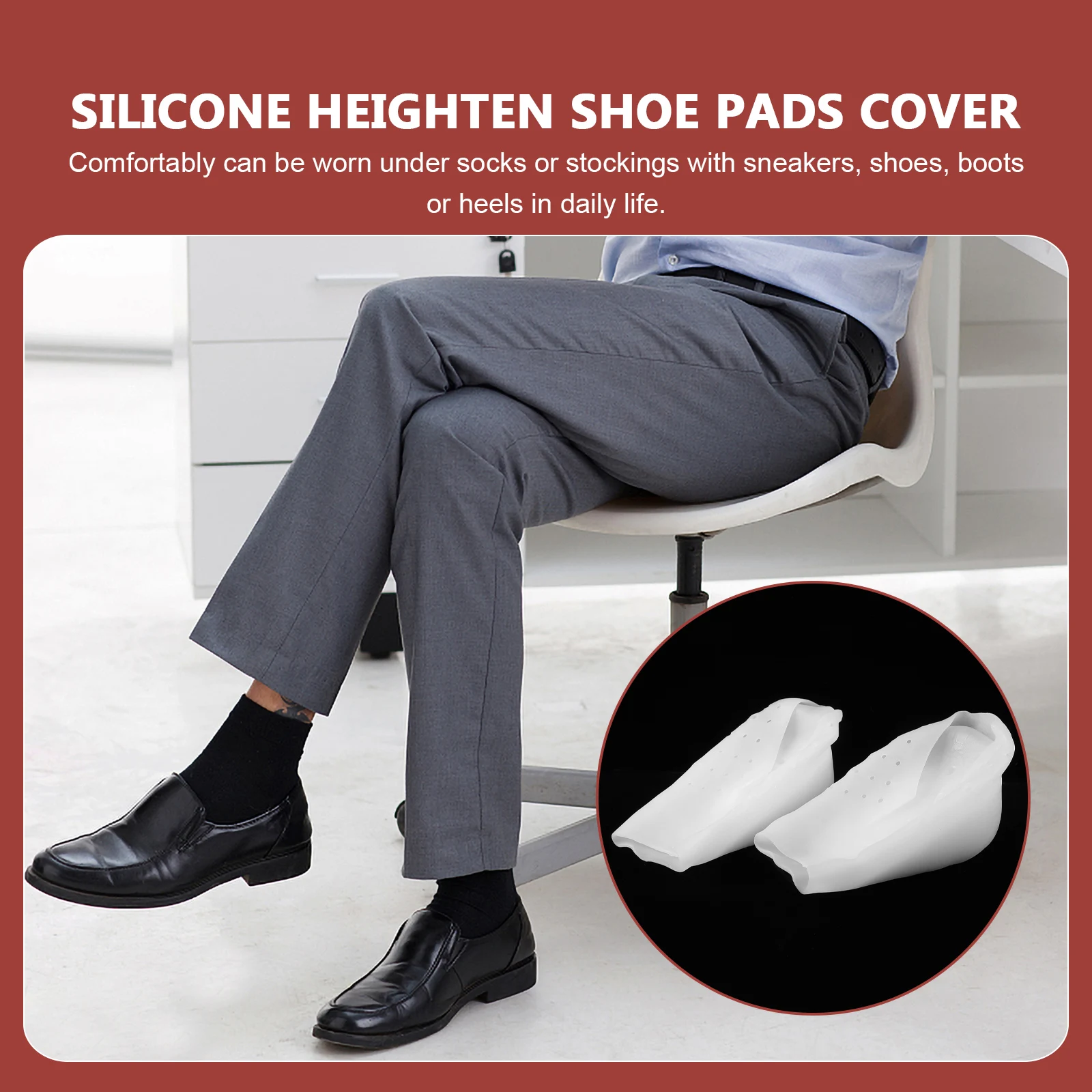 

5.5Cm Inside Heighten Insoles Invisible Silicone Heel Pads Shoe Inserts For Sneakers Boots Medical Grade Lightweight Fit All