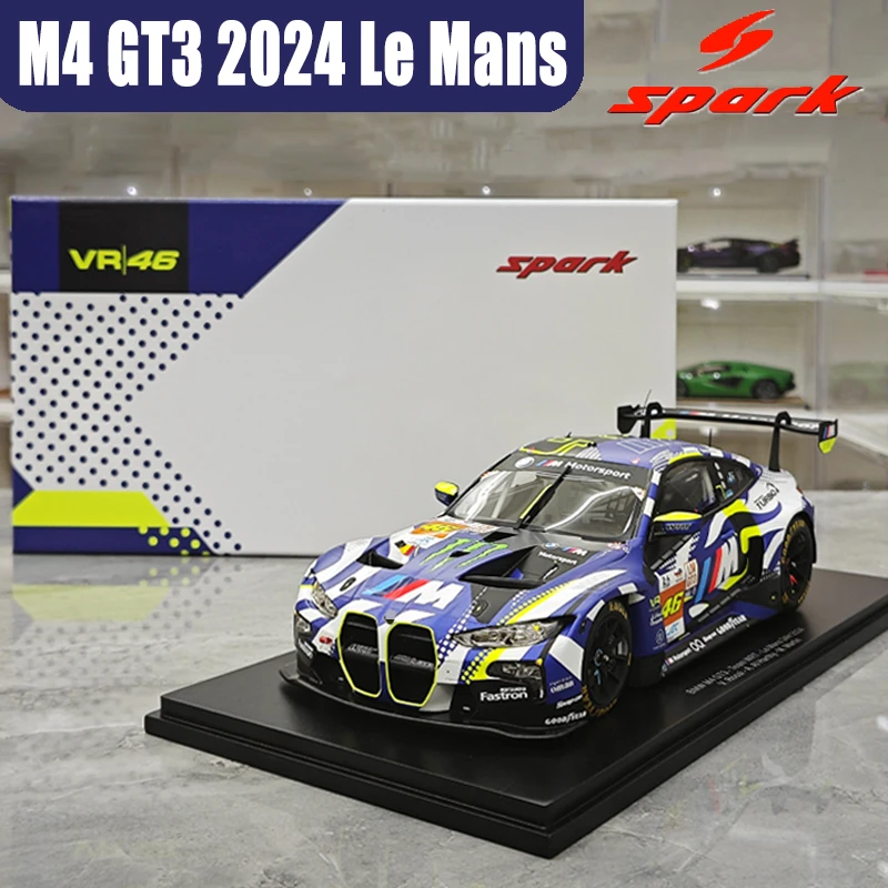 SPARK 1/18 M4 GT3 2024 Le Mans Hars Motorvoertuig Speelgoed spuitgieten Metalen Model Collectie Jongen Kerstcadeaus