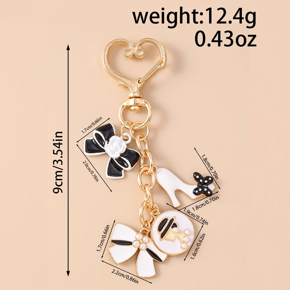 Aihua Markendesign Kristall Nummer 5 Schleife Parfüm High Heels Schlüsselanhänger für Damen Handtaschenanhänger Schlüsselringe Schmuck Geschenke – Detail 6