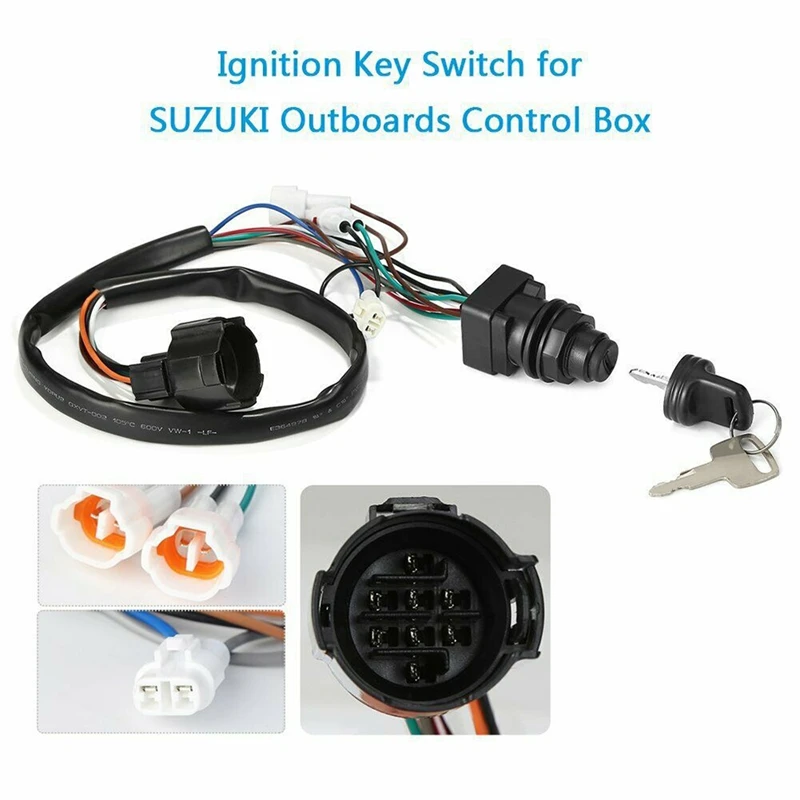 For POWEROB TEC Replace For Suzuki Ignition Key Switch Assembly Outboards - 37110-93J01, 37110-93J00