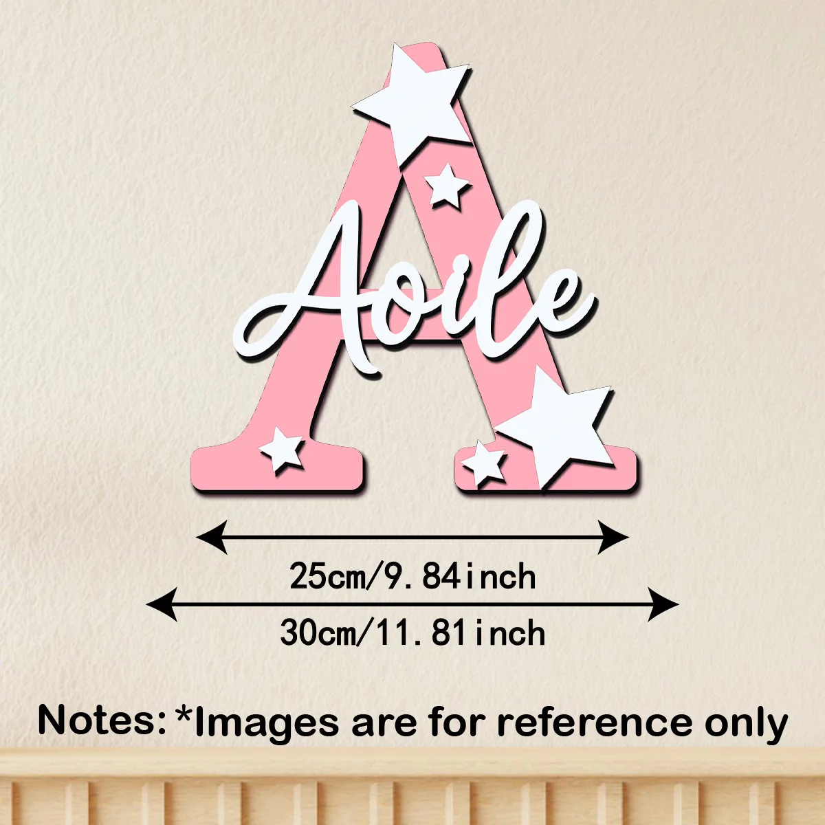 1pc Custom Star Initial Wooden Name Sign Personalized Custom Text Wall Hanging Decor Souvenir Gift view 2