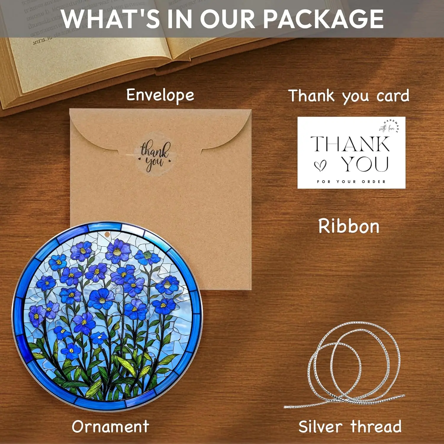 

Window Hanging Ornament Handmade Stained Glass Effect Pendant Acrylic Suncatcher Eternal Remembrance Forget Me Not Ornament