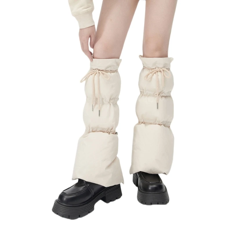 Women Puffer Leg Warmers Adjustable Drawstring Boot Covers for Winter Activity Dropship