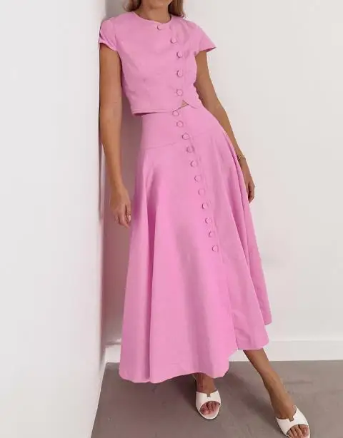 Рисунок 2 - Летняя розовая хлопковая юбка с