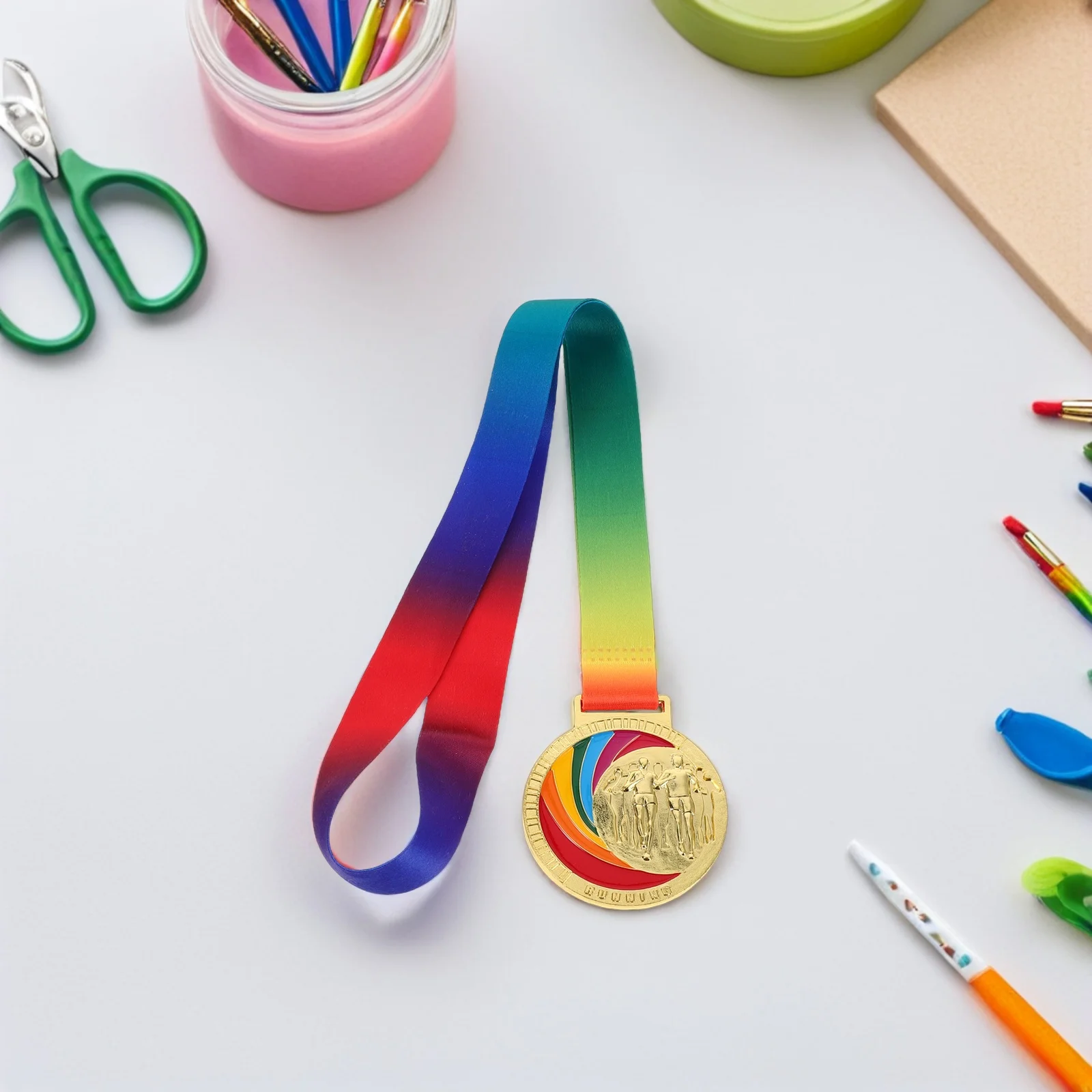 2 قطعة ميداليات رياضية سبائك الزنك جائزة الجري ميدالية للمنافسة في الهواء الطلق المسار الأحداث الإنجاز تذكارية مع