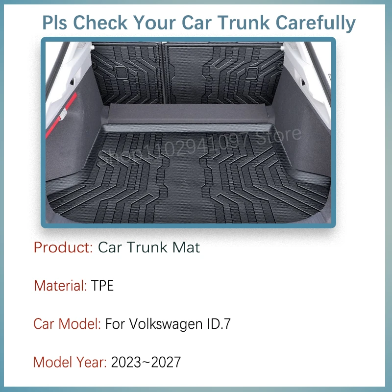 Car Trunk Mat For Volkswagen ID.7 VW ID7 2023 2024 2025 2026 2027 Waterproof Carpet Storage Pad Cargo Liner Rug Auto Accessories