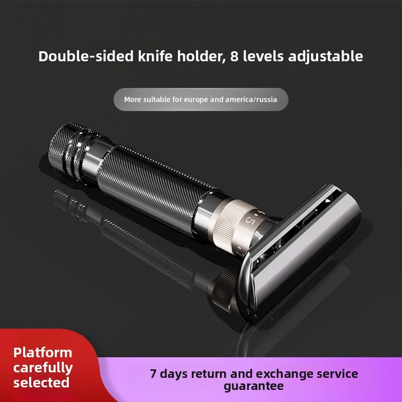 New manual old-fashioned razor anti-scratch men's high-end razor double-sided knife holder metal razor shaving