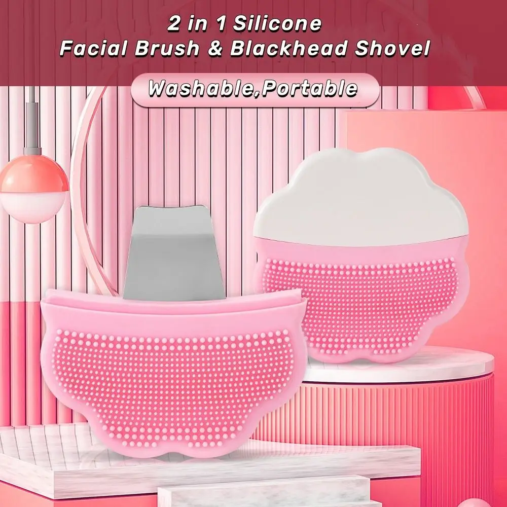 Flower Shape 2 in 1 Silicone Facial Brush Washable Exfoliator Tool Exfoliating Facial Brush Skin Care Hand Wash Brush