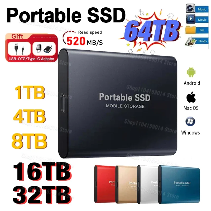 

2024 New external Hard disk 1TB Solid-state SSD 2TB External hard drive High-Speed Mini Disk Hard Drive for Laptop/Mac Original