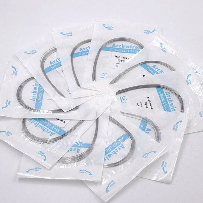 500Pcs Dental Arch Wires Orthodontic Super Elastic Stainless Steel Round Archwire Lower/Upper 012/014/016/018/020/16x16/16x22