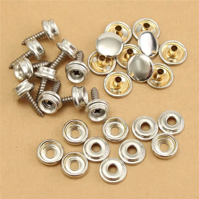 10set 15mmStainless Steel Tapping Snap Fastener Kit Tent Marine Yacht Boat Canvas Cover Tools Sockets Buttons Car Accessories