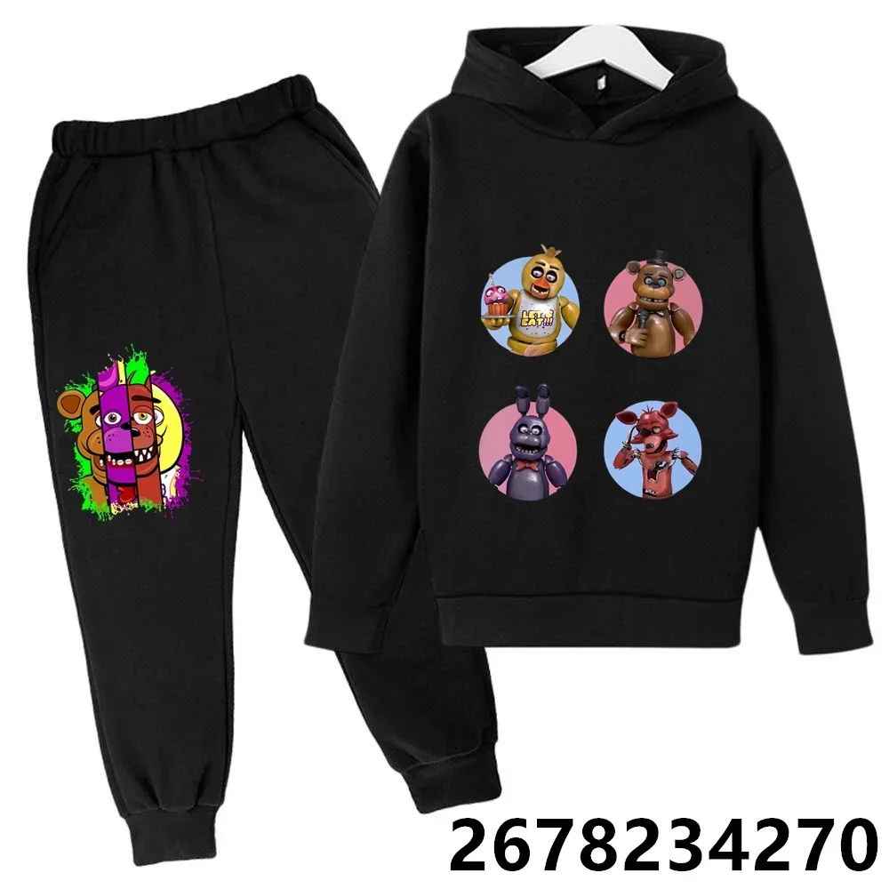 Spring Autumn Five Nights at Freddy Cartoon Hooded +pants Tracksuit Girls Clothing Boys Girls Clothes FANF Hoodie Set Kids 2pcs