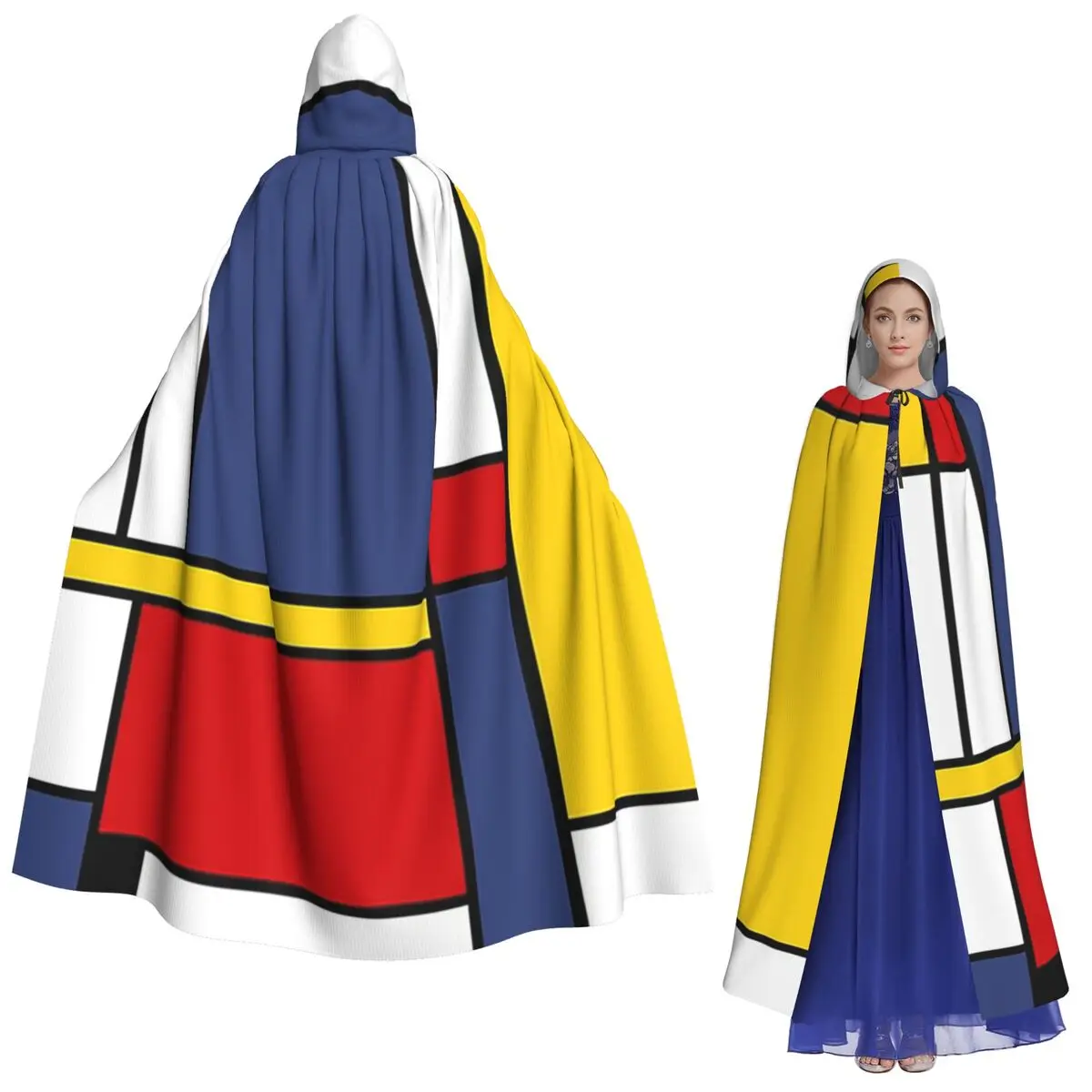 ピエト・モンドリアン・デ・スティル ロングフード付きマント 魔女 中世衣装 コスプレ ケープ ハロウィン ヴァンパイア 大人用 ユニセックス
