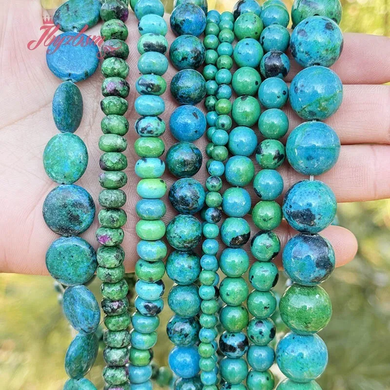 4/6/8/10mm Chrysocolla Dye Round Rondelle Shape Stone Beads For DIY Necklace Bracelets Jewelry Making Strand 15 Inches