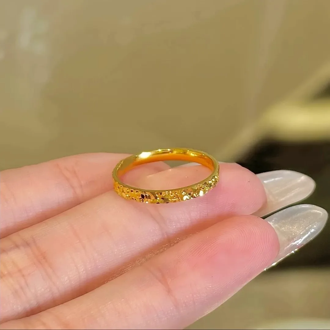 Luxury 24K 9999 Pure Gold real gold Women's Narrow Version Wide Version Ring Women's Closed Finger Ring