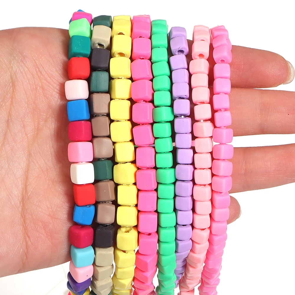 Apx 60-85 Stück Unregelmäßige Quadratische Polymer-Tonperlen Bunte Lose Abstandsperlen für Schmuckherstellung DIY Armband Halskette Zubehör – Detail 4