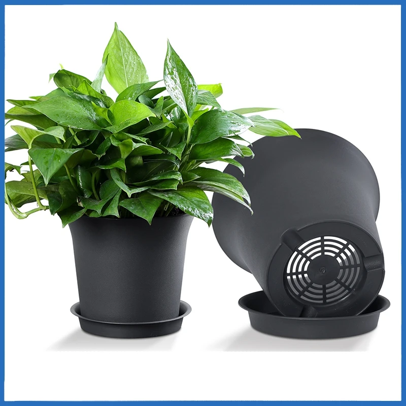 Black High Waisted Versatile Pots, Plastic Flower Pots, Gardening With Holes And Bottom Supports, Garden Small Planting Pots A2