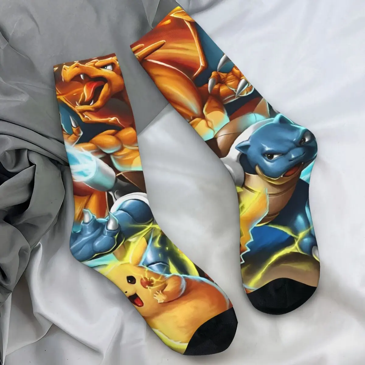 Pokemon Charizard Cartoon Anime Stockings Pattern Modern Socks Autumn Non Skid Socks Men Climbing Breathable Socks