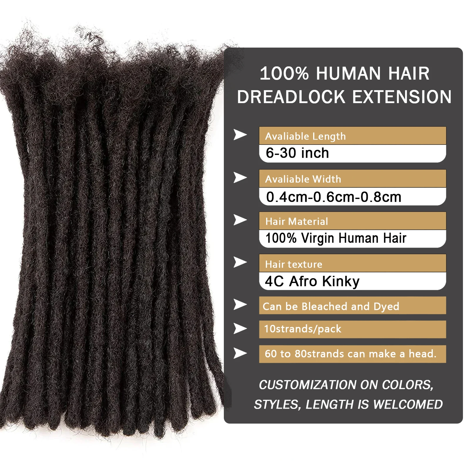 Dreadlocks brasileiros para homem Afro Kinky Straight Dreads, Locs Sintéticos, Pacotes De Trança De Crochet, Extensões De Cabelo, Atacado