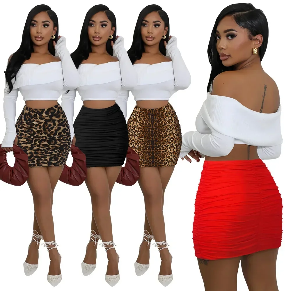 

Европейская рождественская летняя модная мини-плиссированная юбка, двойная эластичная юбка-футляр с морщинами