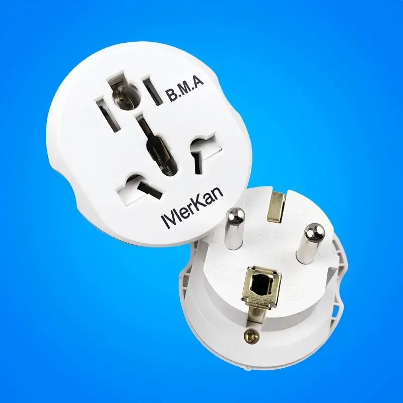 Professional Travel Adapter from AU US UK CN To EU KR; 16A 250V Wall Socket Converter; Comes with Dual Round Socket