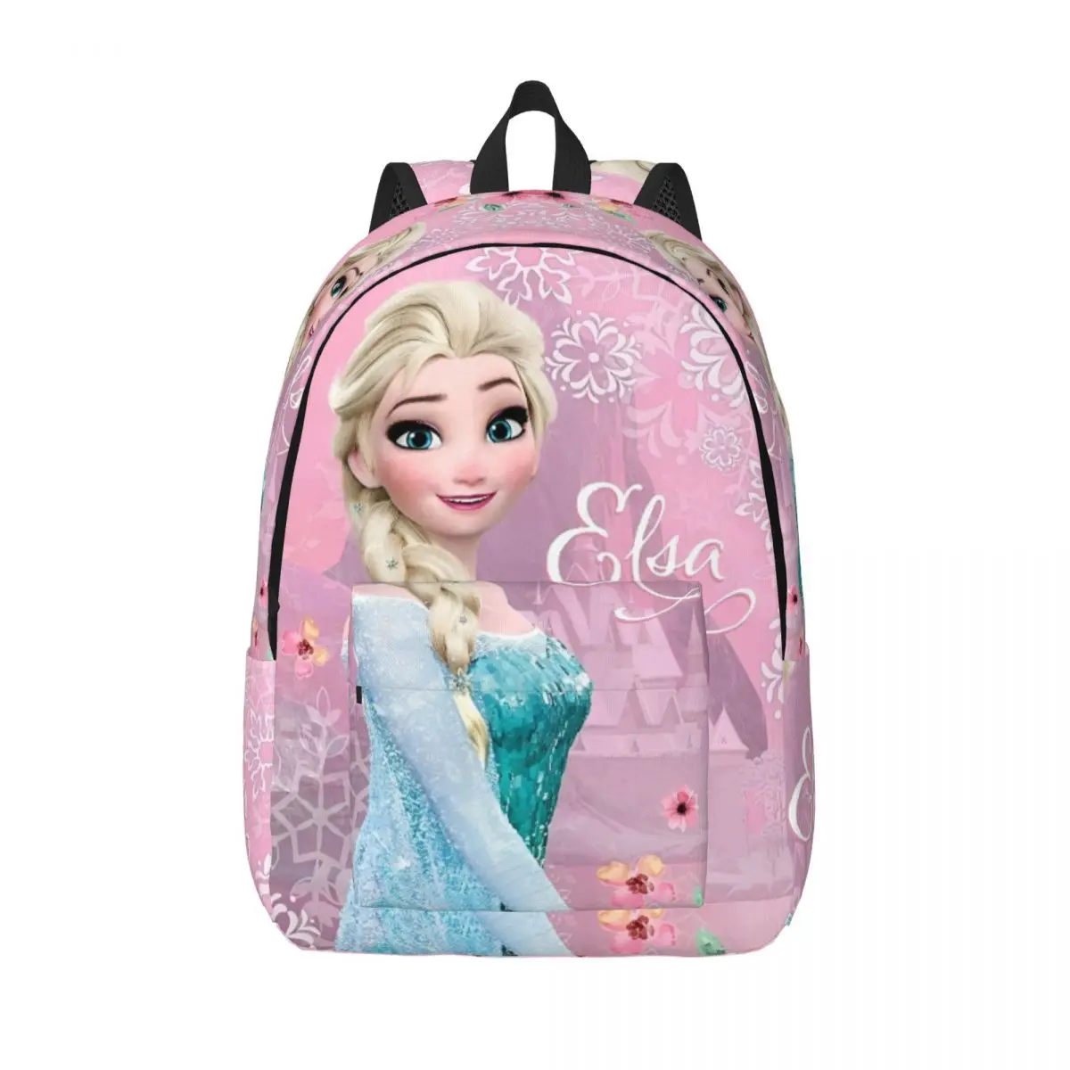 

Frozen Elsa Princess Floral Casual Backpack Durable High School Business Cartoon Cute Daypack for Men Women College Shoulder Bag