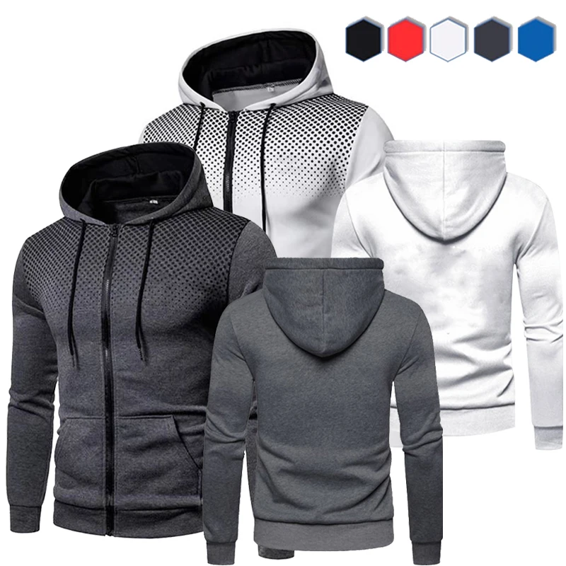 

Fashion Printed Mens Zipper Jacket Sports Hoodie Fleece Coat Autumn Winter Jacket