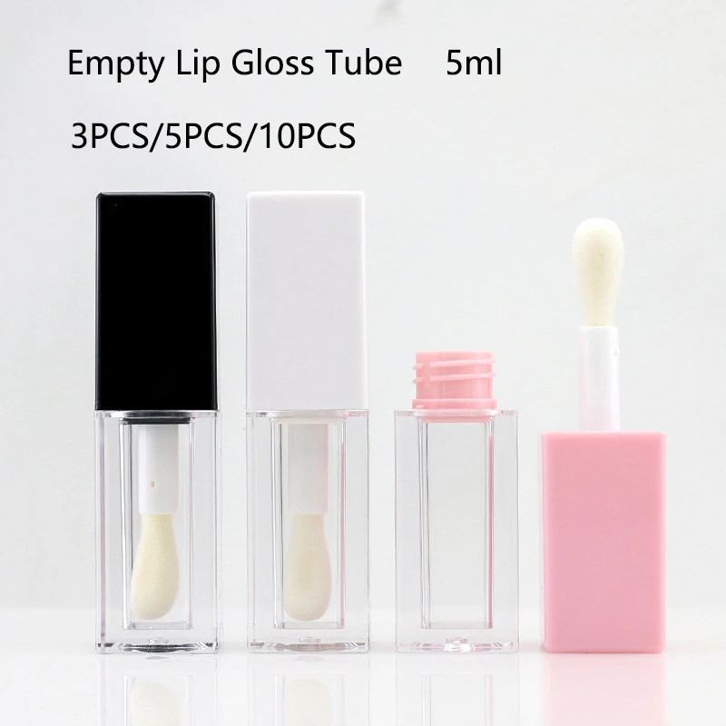 

3pcs/5pcs/10pcs Empty Lip Gloss Tubes 5ml Liquid Lipstick Refillable Bottle DIY Lip Balm Lipgloss Tube Sample Container 3 Colors