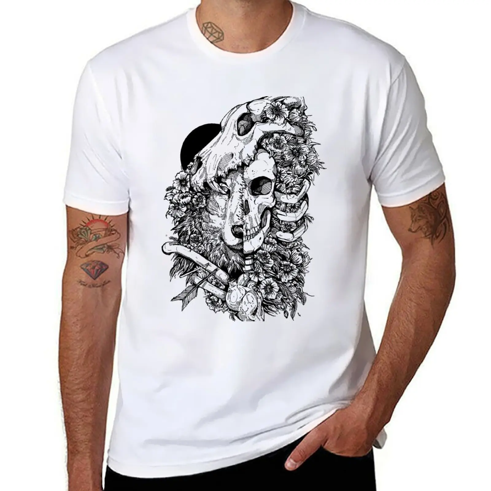 

Wolf Child inks T-Shirt cotton t shirts man 100% man t shirt heavy cotton T-Shirt