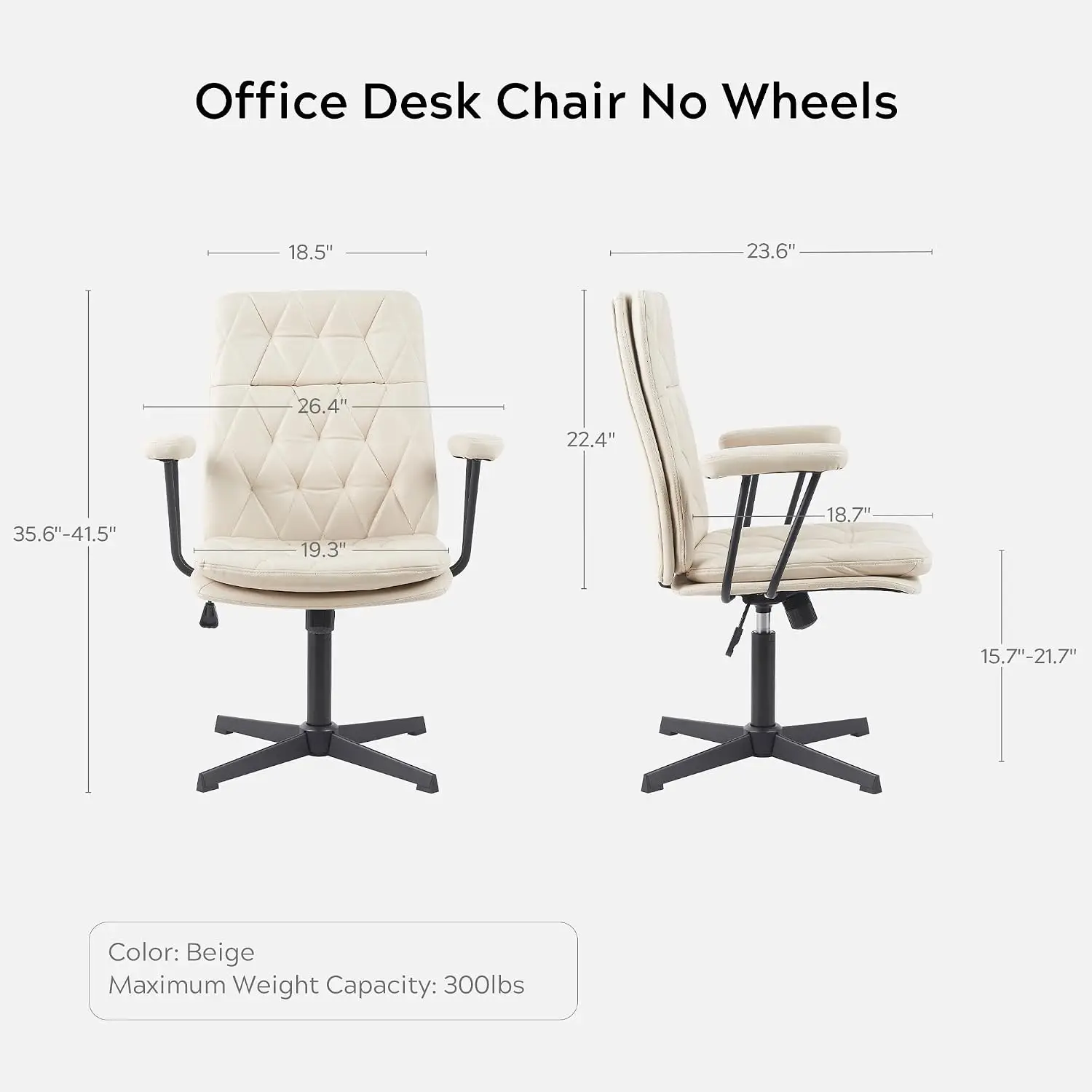 Desk Chair No Wheels with Arms Crossleg Stationary Ergonomic Soft Cushion Home Office Swivel Working Computer Chair, Customized