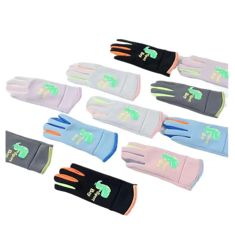 Guanti caldi per bambini Autunno Inverno Cartoon Dinosaur Ragazzi Ragazze Guanti idrorepellenti antivento da ciclismo all'aperto