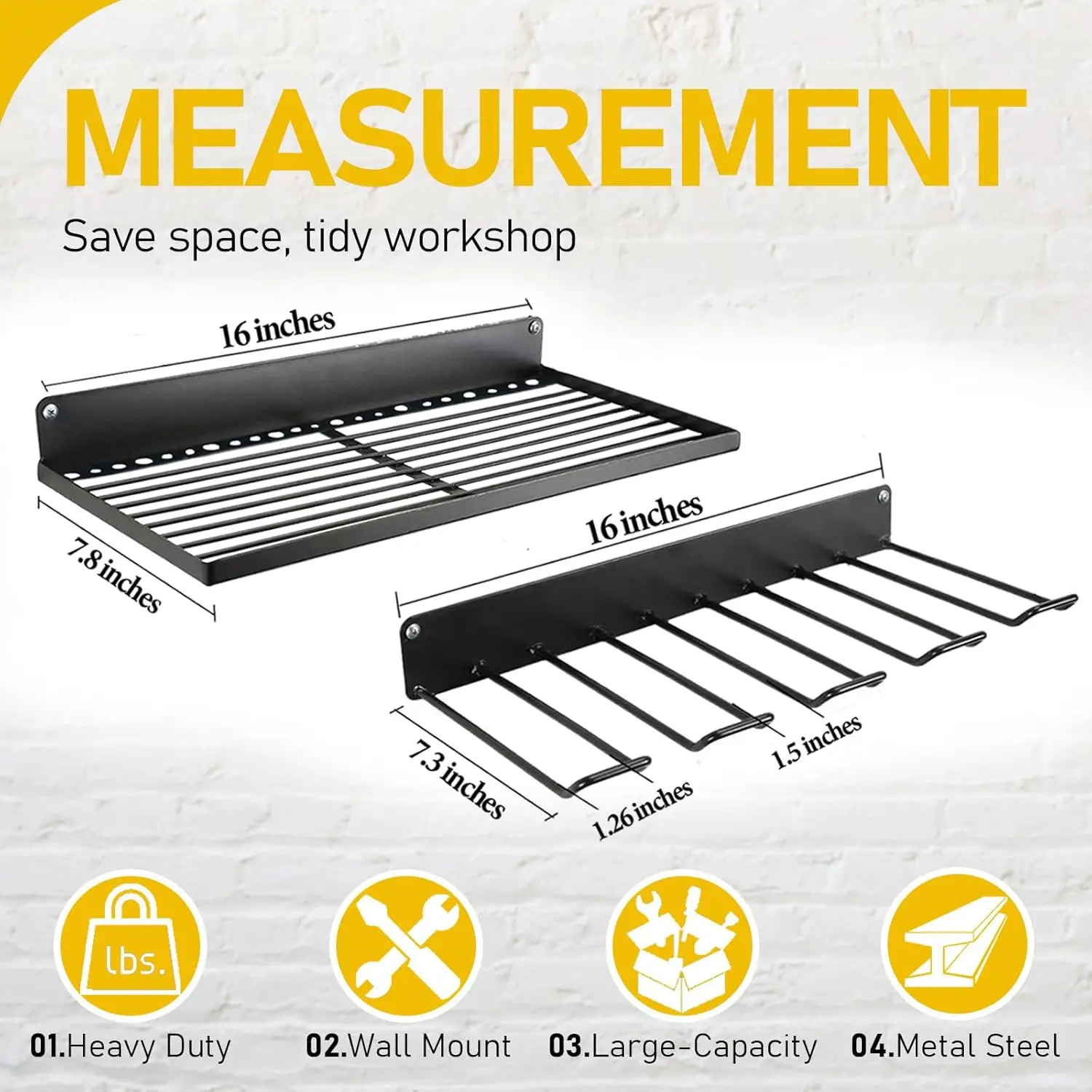 2-Pack Power Tool Wall Mount Holder Heavy Duty Pegboard Wall Storage Tool Set Drill Screwdriver Storage Rack for Workshop/Garage