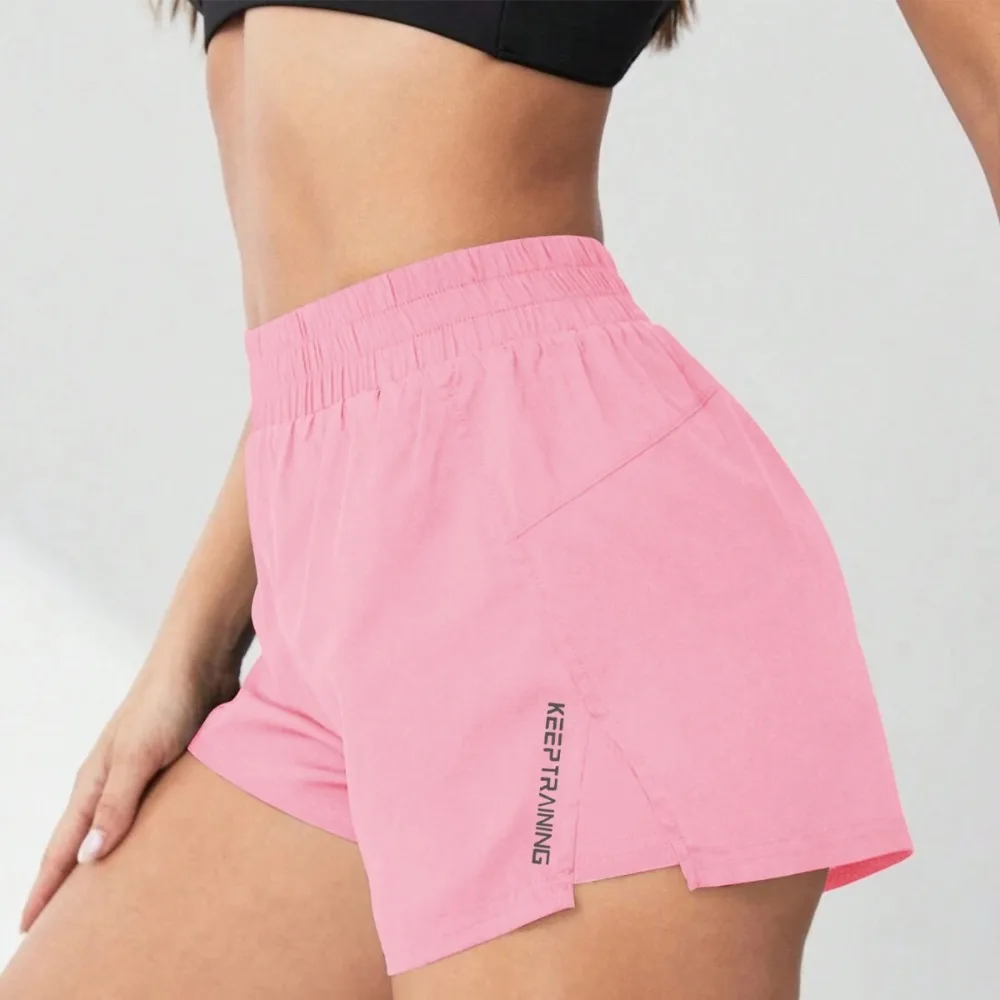 High Waisted Faux Two-Piece Yoga Shorts Breathable Casual Basic Anti-Exposure Yoga Shorts Quick Dry Stretchy Sports Shorts
