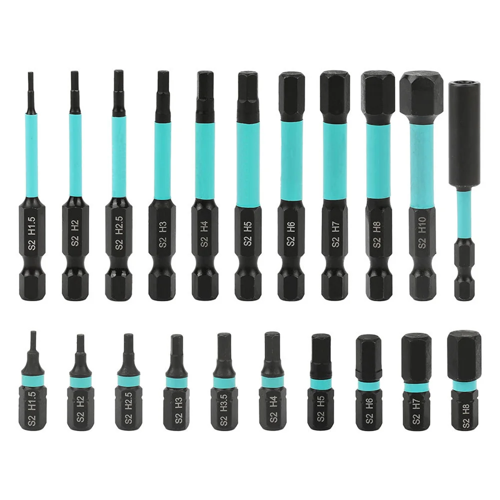 21pcs Hex Head Allen Wrench Drill Bit Set Impact Hex Shank S2 Alloy Steel Hex Bit Set CNC Machined Tips With Magnetism