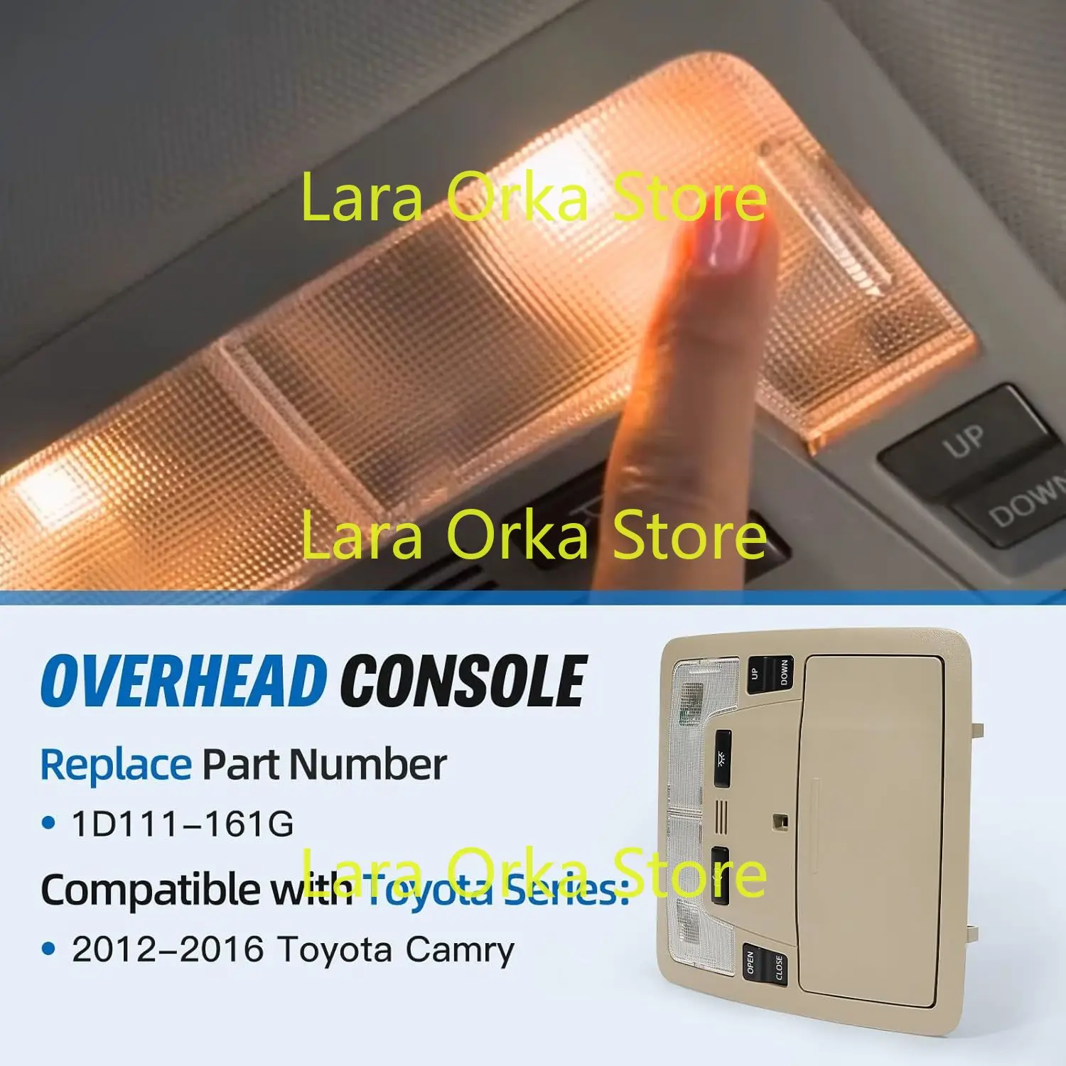 1D111-161G Overhead Console with Sunroof Switch,Compatible with Toyota Camry 2012-2016,Interior Dome Reading Light with Glasses