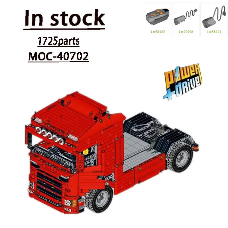 MOC-40702 Red R410 Transport Truck Splicing Assembly Building Block Model • 1725 Parts Kids Birthday Building Blocks Toy Gift